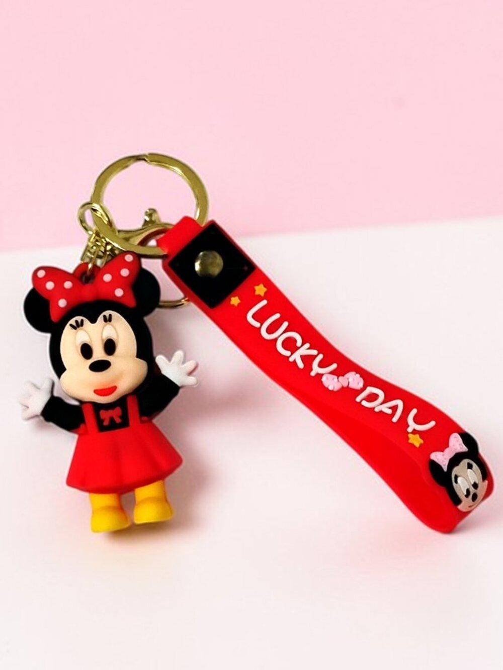 Adorable Cartoon Character Minnie Mouse Keychain Wrist Band Handbag Charm